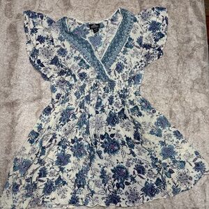 Angie Blue and White Short Floral Dress